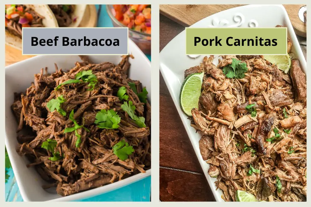 What is carnitas vs barbacoa