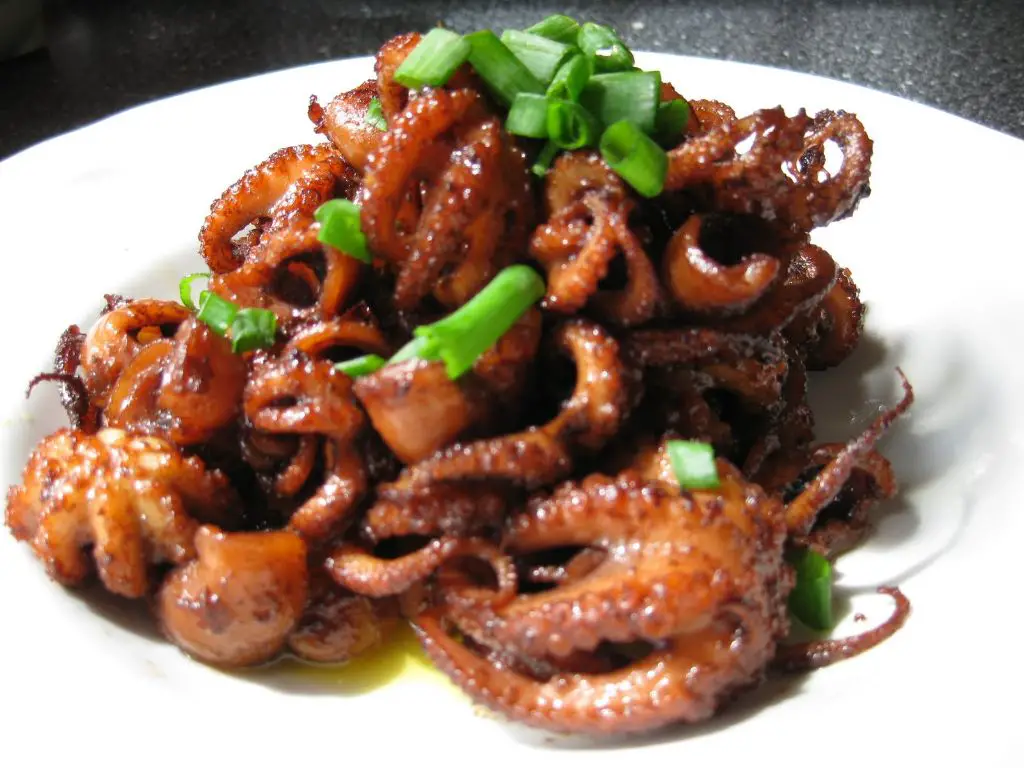 What is the name of the food with baby octopus